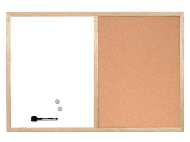 Bi-Office Combinatiebord Kurkbord Whiteboard Gelakt Staal 80 x 60 cm
