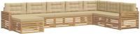 vidaXL Ensemble de canapés d'extérieur 8 pièces Blanc et Beige Bois d'acacia massif