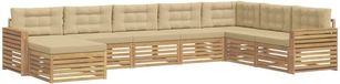 vidaXL Buiten bankenset 8-delig Wit en Beige Massief Acacia Hout