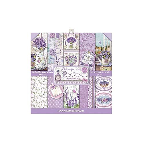 Stamperia SBBS10 papierblok 10 vellen 20,3 x 20,3 (8" x 8") dubbelzijdig Provence, meerkleurig