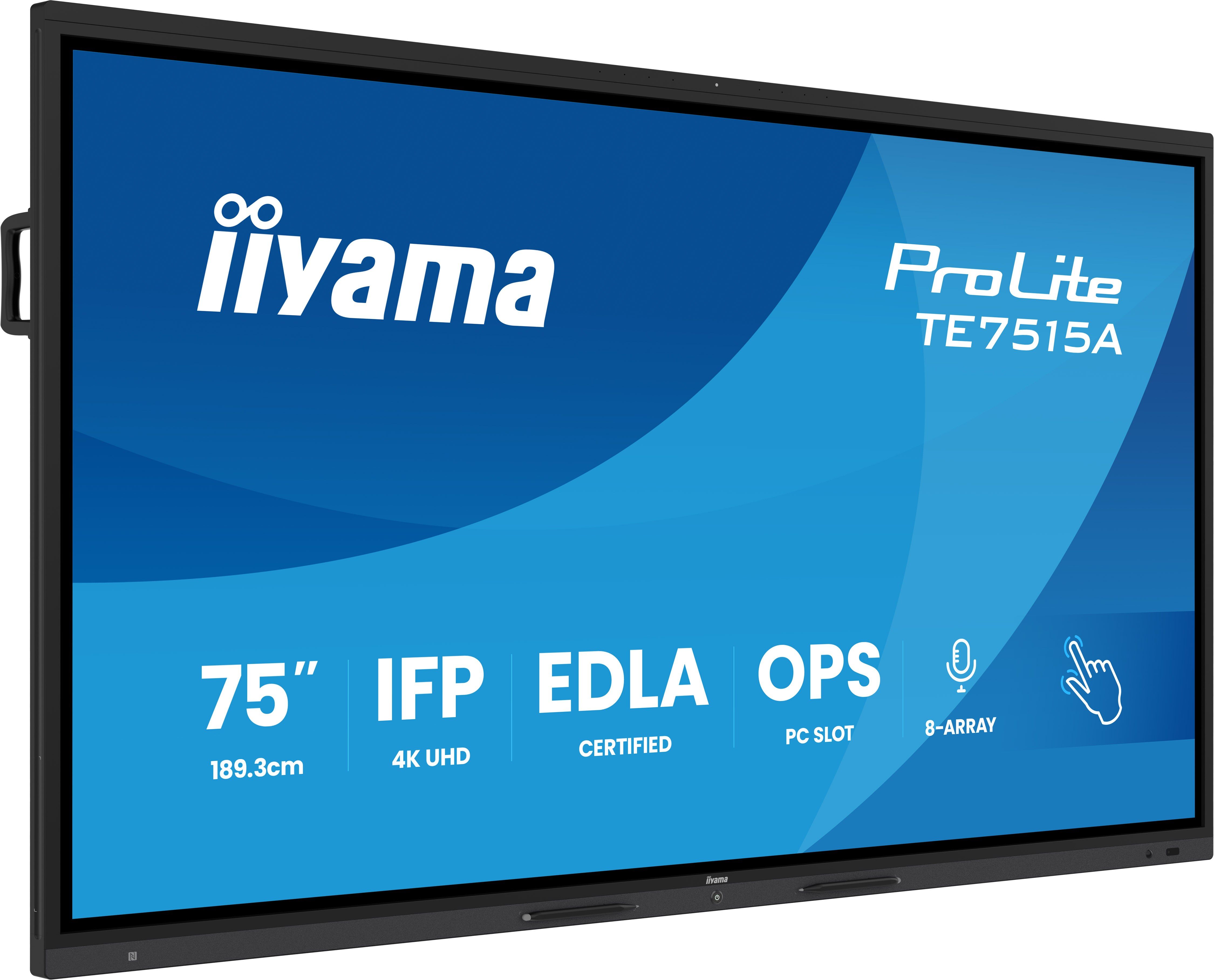 iiyama TE7515A-B1AG Interactief Flatscreen 75" 4K Ultra HD Zwart
