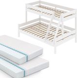 Vitalispa Everest Stapelbed – 140x200 / 90x200 cm met 2 matrassen Wit