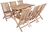 vidaXL - Tuinfmeubels - Set - 7 - st - Naturel - Massief - Teakhout