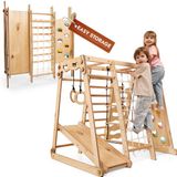 Goodevas Verbeterd 9-in-1 Klimrek Indoor voor Kinderen, Montessori Klimtoestel met Glijbaan, Schommel, Klimmuur & Klimdriehoek - Binnenspeeltuin