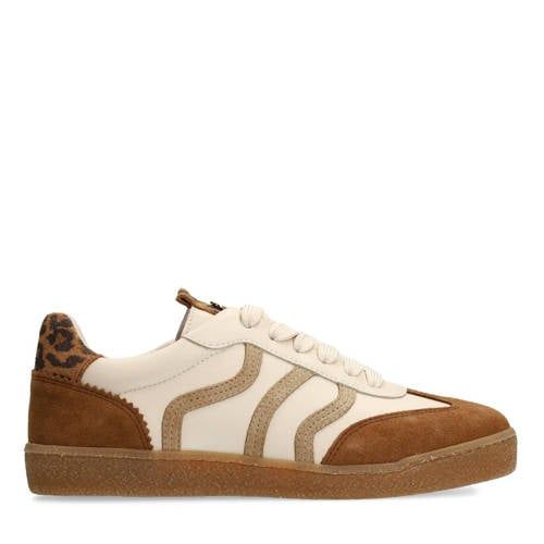 No Stress Ecru/Bruin Leren Sneakers