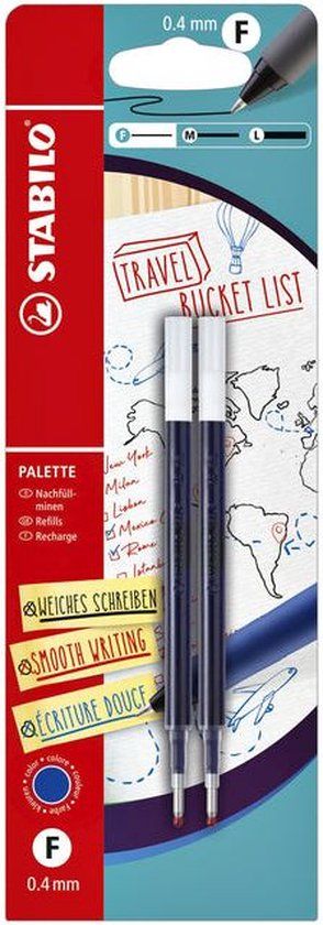 STABILO Palette Rollerball Pen Refills - Blue - 2 Pack - Fine Point