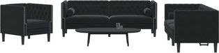 Maison Exclusive Ensemble de canapé Chesterfield 3 pièces avec appuie-tête, noir, velours