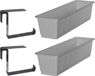 Geli Set van 3 plantenbakken gris rectangulaire 60 cm avec 6 supports de rampe