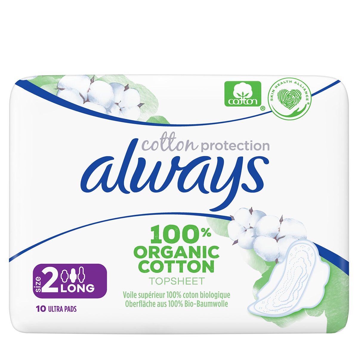 Always Ultra Cotton Protection Incontinence Pads for Women - 10 Count