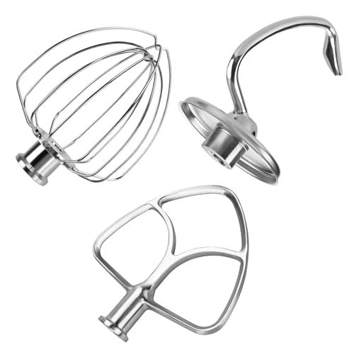 Roestvrijstalen MMOBIEL Roestvrijstalen 3-Delige Accessoireset voor KitchenAid 4,5-5 Quart Tilt-Head Stand Mixers Artisan & Classic Series - K45 - Vaatwasmachinebestendig