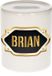 Bellatio Decorations Shoppartners Bv Spaarpot met voornaam Brian - wit - met goud/zwart embleem - 8 x 9 cm - keramiek - met afsluitdop - cadeau verjaardag