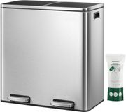 SONGMICS Vuilnisemmer voor de keuken, 2 x 30 L, afvalemmer met 2 vakken, afvalscheiding, zwart LTB60BK, 76 x 64 x 42 cm