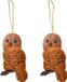 Decoris Kersthanger - 2x - Uil - Bruin - 8 cm - Kunststof