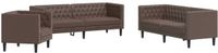 vidaXL 3-delige Loungeset Chesterfield-stijl Kunstleer Donkerbruin