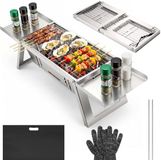 Merkloos / Sans marque PrimeSelect Draagbare Houtskoolgrill - Zilver