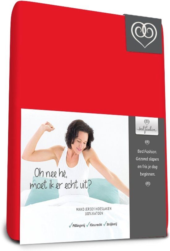 Bed-Fashion Mako Jersey hoeslaken de luxe 140 x 220 cm rood