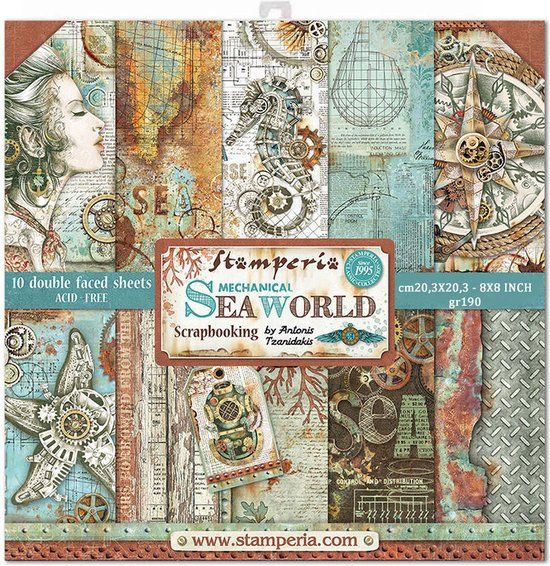 Stamperia Seaworld 8x8 Inch Paper Pack (SBBS13)