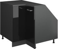 Vicco R-Line Hoekkeukenkast voor schuine wand – 75.6 cm met 1 deur, kastromp 60 cm diepte Zwart hoogglans