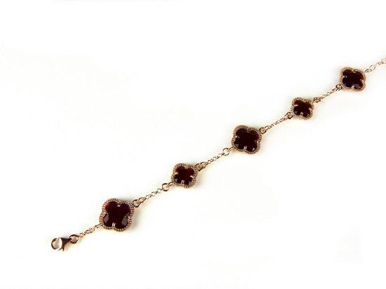 model 5 fiori armband zilver roze verguld bordeaux 20 cm