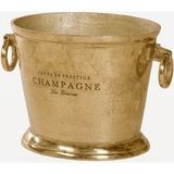 Barprofessional Champagnekoeler, vintage goud, elegante champagneschaal met vintage design, 26 cm diameter, 37 cm hoog, goudkleurig gegoten aluminium, flessenkoeler voor stijlvolle presentatie