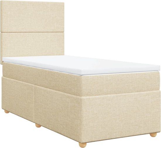 vidaXL Boxspring met matras Crème Stof 80x200 cm