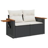 VidaXL 6-delige Loungeset met kussens, poly rattan, zwart