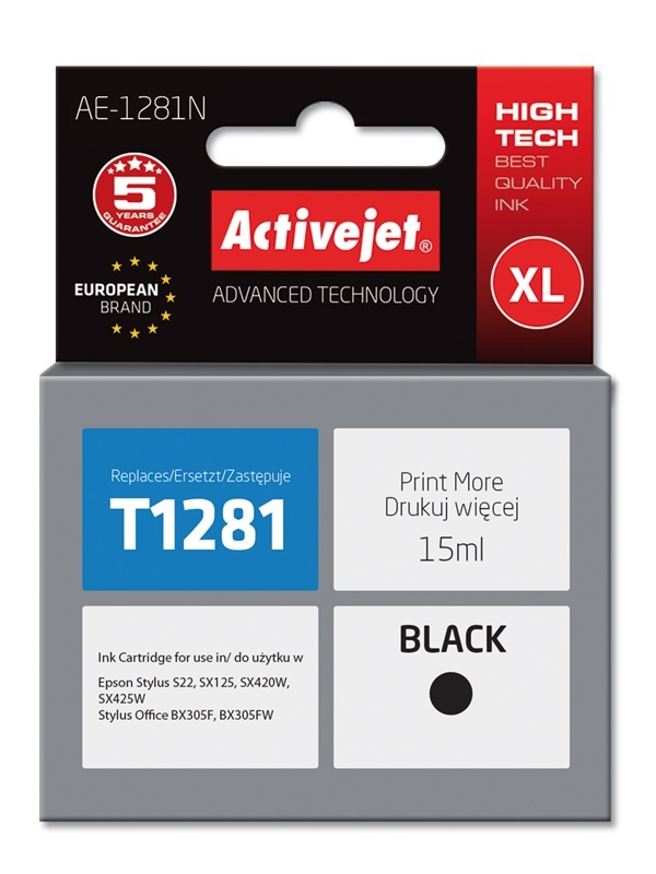 ActiveJet AE-1281N inkt (vervanging van Epson T1281; Supreme; 15 ml; zwart) single pack / zwart