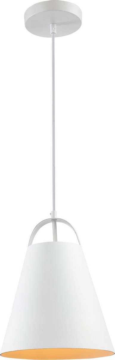 QUVIO Hanglamp modern / Plafondlamp / Sfeerlamp / Leeslamp / Eettafellamp / Verlichting / Slaapkamer lamp / Slaapkamer verlichting / Keukenverlichting / Keukenlamp - Trechtervorm - Diameter 25 cm - Wit