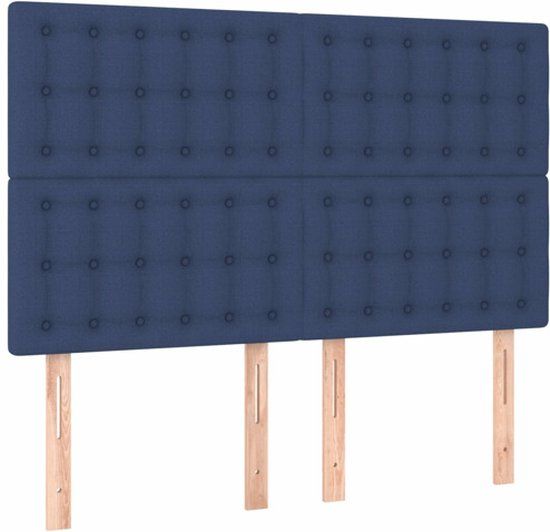 vidaXL Hoofdbord Blauw Stof 144x5x118/128 cm