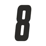 4R Quattroerre.it 13308 Startnummer 8 stickers voor motorcross, zwart 10 cm, 3 stuks