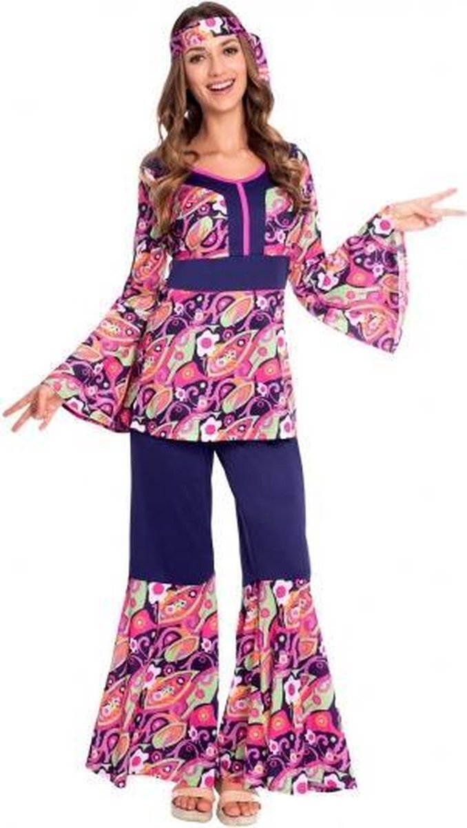 Amscan Hippieskostuum Dames Polyester Roze/paars Maat M/l