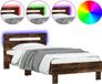 vidaXL Bedframe met hoofdbord en LED, gerookt eikenkleurig, 90x200 cm