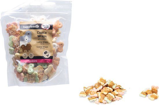 Beeztees Tasty Treats Cookie Wraps met Kip - Hondenkoekjes - Hondensnacks - Hondensnoepjes - M - 400 gram
