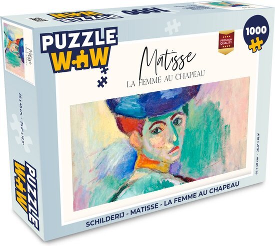 MuchoWow Puzzel Schilderij - Matisse - La femme au chapeau - Legpuzzel - Puzzel 1000 stukjes volwassenen - Sinterklaas cadeautjes - Sinterklaas voor grote kinderen