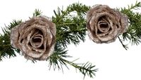 Billiet - Vanlaere Fleur de Noël sur clip - 2x pièce - champagne paillettes - plastique - 7 cm