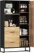 Homcom Keukenvoorraadkast - Spaanplaat - 88x35x160cm - Zwart en naturel hout
