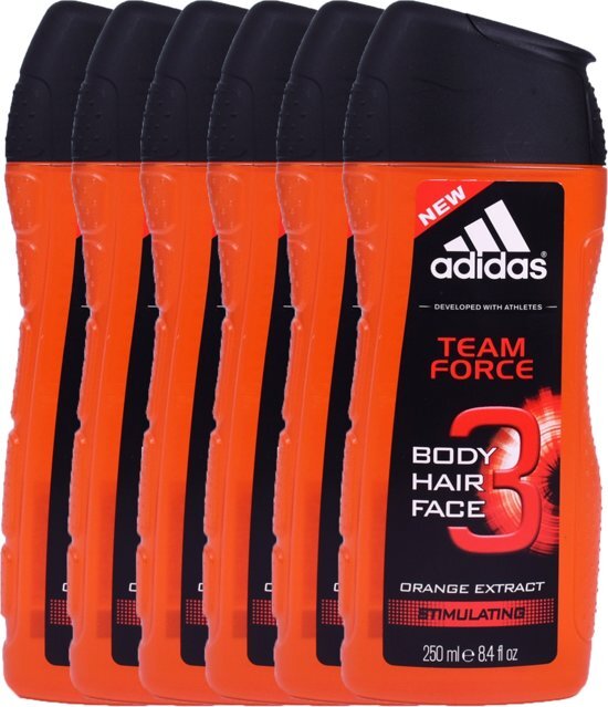 Adidas Men Team Force "Body/Hair/Face" VOORDEELVERPAKKING 6x 250ml
