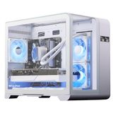 darkFlash MATX L280M Gaming PC-behuizing met display, driezijdige micro-ATX-behuizing van glas, volledig dubbel zicht, 3 vooraf geïnstalleerde ARGB PWM-ventilatoren, compatibel met RTX 40, wit