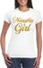Bellatio Decorations Foute party t-shirt voor dames - Naughty Girl - wit - glitter - carnaval/themafeest S