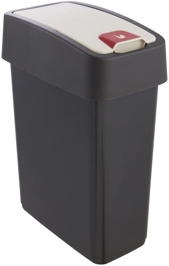 Keeeper 10L Rectangular Trash Can - Black/Grey PVC