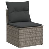 vidaXL 7-delige Loungeset met kussens, polyrotan, grijs