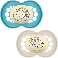 MAM Pure Night Animal Design Blue 16+ Maanden Fopspeen – 2 stuks