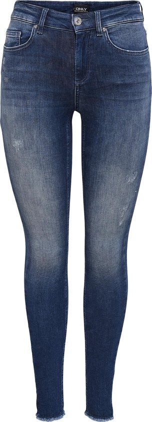 ONLY ONLBLUSH LIFE MID SK ANK RAW REA811 Dames Jeans - Donkerblauw Denim - Maat XL X L34