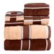 Lavish Home 6-delige badhanddoekenset - Oakville beige gestreept 100% katoen velours set met 2 badhanddoeken, 2 handdoeken en 2 washandjes