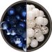 Bellatio Decorations Kerstballen mix - 74-delig - kobalt blauw en wit - 6 cm - kunststof
