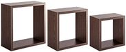 Homemania Incubo Wandrek voor wanddecoratie, woonkamer, slaapkamer, kantoor, MDF, wengé, 35 x 35 x 15,5/30 x 30 x 15,5/25 x 25 x 15,5 cm