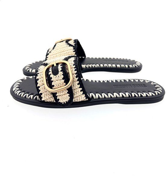 Steve Madden Seabreeze slipper zwart / combi, 40 / 6.5