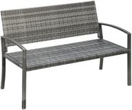 Merkloos Tuinbank - Wicker Tuinbankje - Loungebank - Balkonset - Weerbestendige PU Rotan Bank met Stalen Frame, Lichtgewicht en Geschikt voor Jaarlijks Buitengebruik - Dubbelzijdige - Grijs