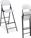 Relaxdays Set van 2 inklapbare barkrukken met rugleuning - wit