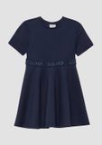 s.Oliver A-lijn jurk met glitter donkerblauw Meisjes Viscose Ronde hals - maat 92